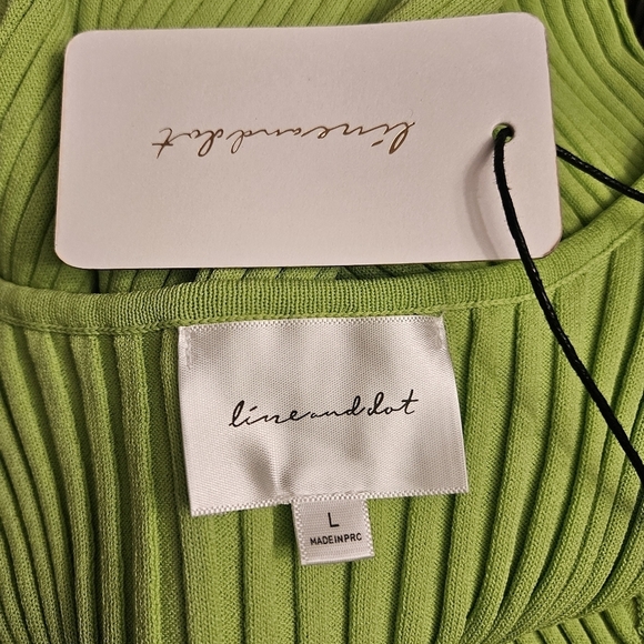 Women's NWT Line & Dot Olson Lime Green Ribbed Bodycon Midi Dress Slinky Large - Picture 8 of 14